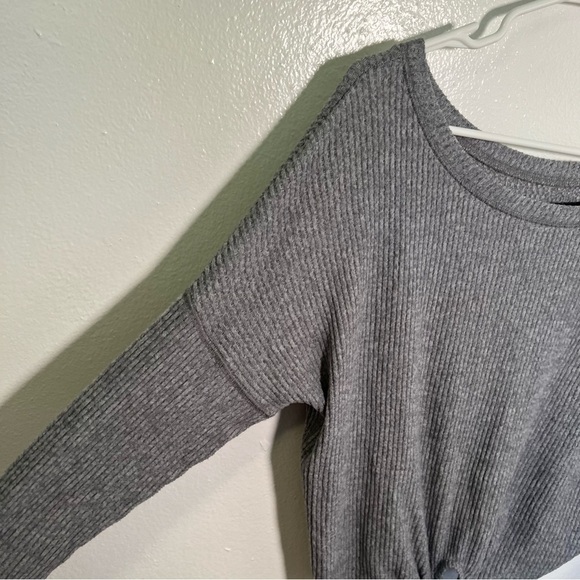 Abercrombie & Fitch Ribbed Tie Front Top Gray - Picture 8 of 14